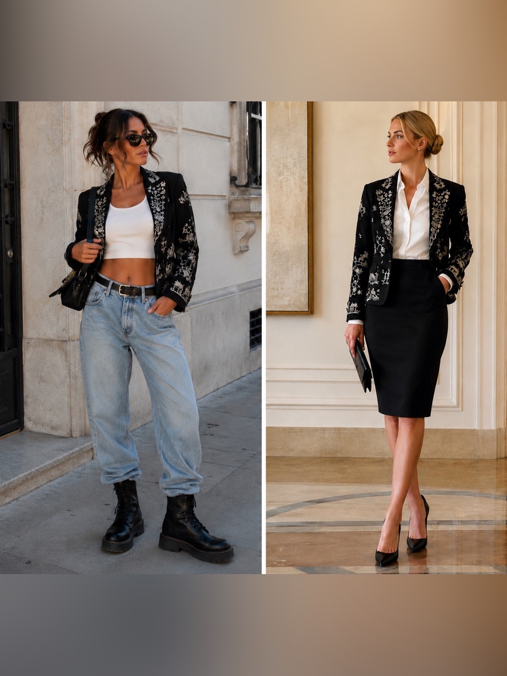 Asian Inspired Embroidered Blazer| Size M
